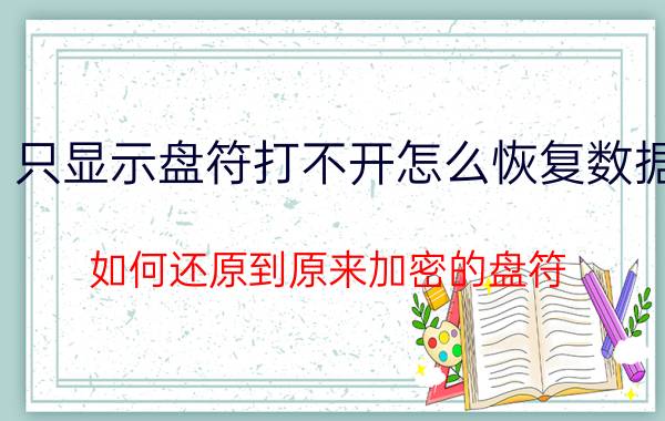 只显示盘符打不开怎么恢复数据 如何还原到原来加密的盘符？